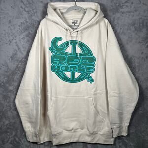 RDCWorld White Hoodie Teal Moon Stars Globe Logo Size 3XL
